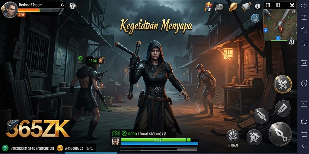 Gameplay Horror yang menegangkan di 365ZK dengan suasana gelap.