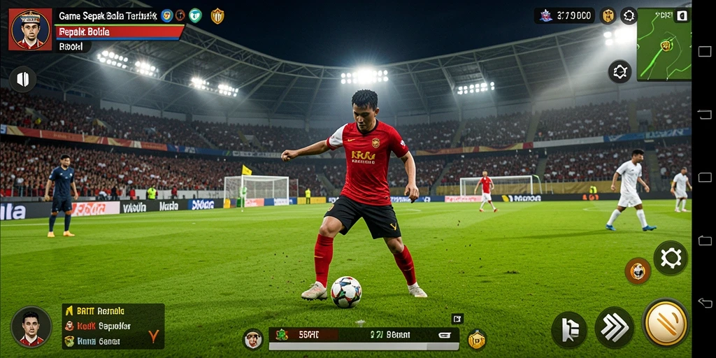 Screenshot menunjukkan aksi mendebarkan di lapangan sepak bola.