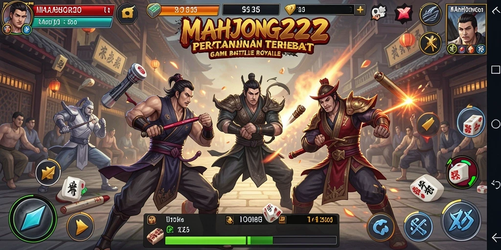 Tampilan perang seru dalam gameplay MAHJONG222 Battle Royale.