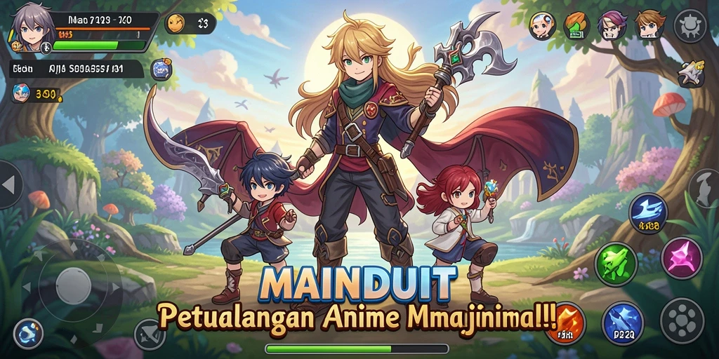 Tampilan gameplay MAINDUIT yang memukau dengan karakter Anime.