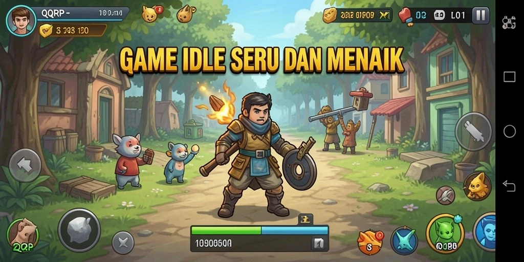 Screenshot gameplay QQRP menampilkan aksi seru dalam permainan Idle.