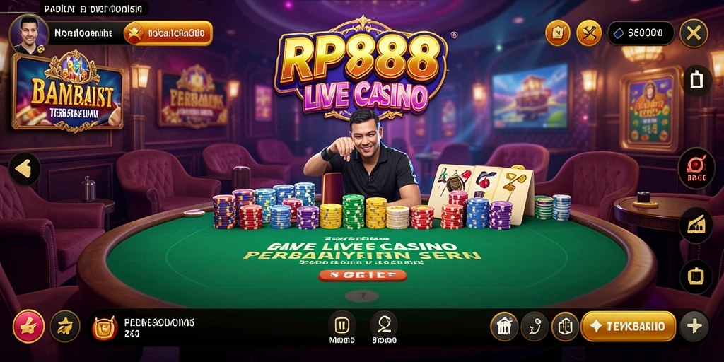 Tangkapan layar RP888 yang menampilkan dealer dan gameplay Live Casino.