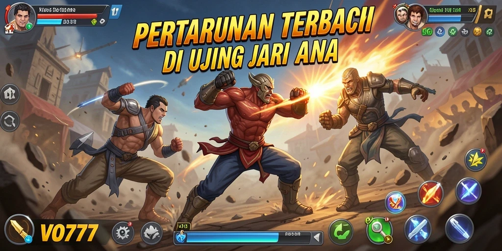 Screenshot VO777 menampilkan pertarungan intens dalam grafis tinggi.